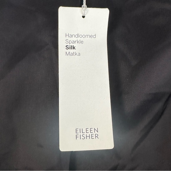 NWT Eileen Fisher Blazer Hand Loomed Sparkle Silk Round Neck Jacket Black Size 6 - Picture 9 of 13